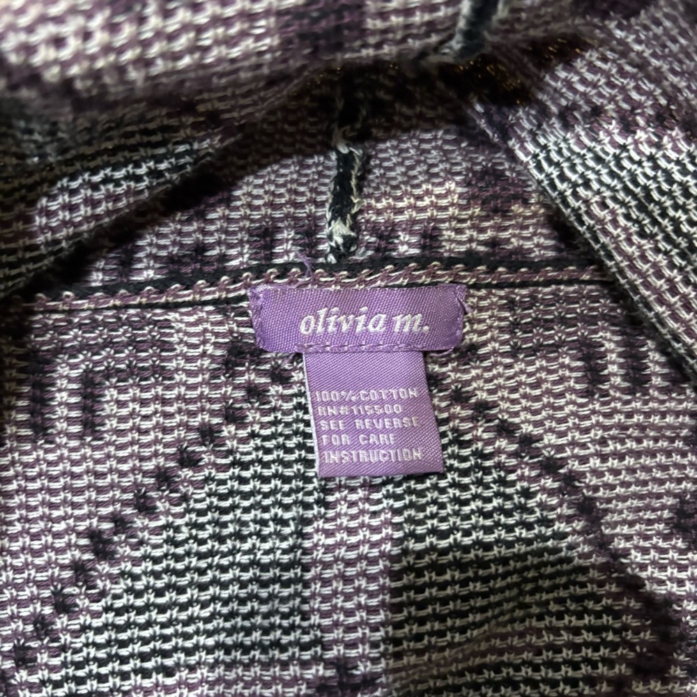 Olivia M Purple and Black Geometric Open-Front Cardigan - Picture 3 of 3
